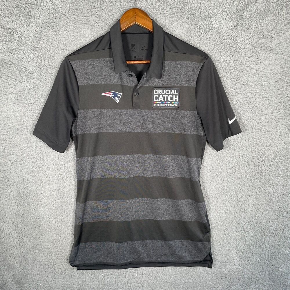 New England Patriots S Shirt Mens Gray Polo Nike On-Field Dri-Fit Crucial Catch